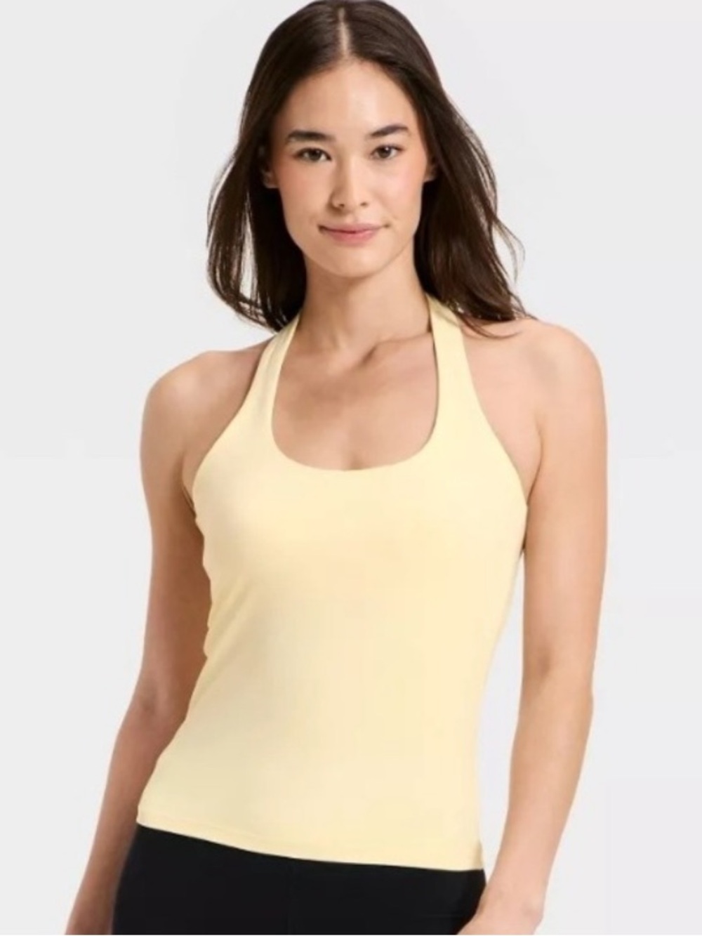 Women’s Light Yellow Racerback Tank halter top and bike shorts set